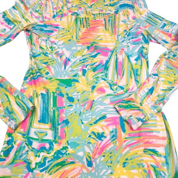 Lilly Pulitzer Dress XS Swim Cover Up Hooded Hoodie Tassel Neon Green Pink - Picture 7 of 15